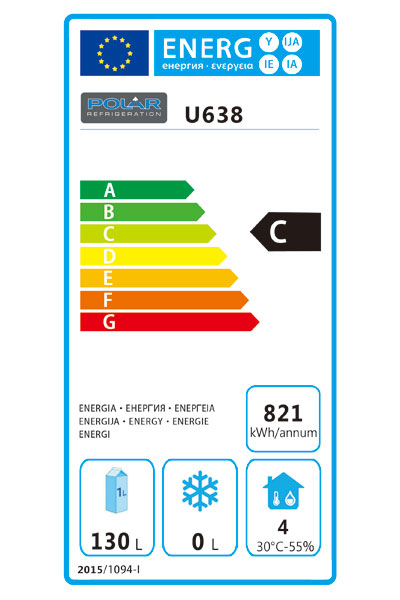 Polar U638 4 Drawer Counter Fridge - Energy Label