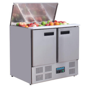 Polar G606 2 Door Saladette Counter Fridge - Open