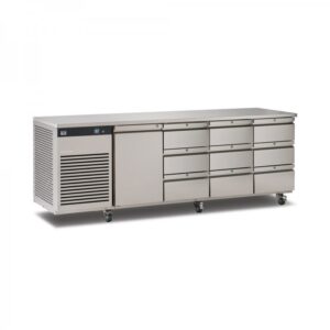 Foster EcoPro G2 EP1/4H 4 Door Counter Fridge-Stainless Steel Ext/Aluminum Int-1 Door & 9 Drawers-R290