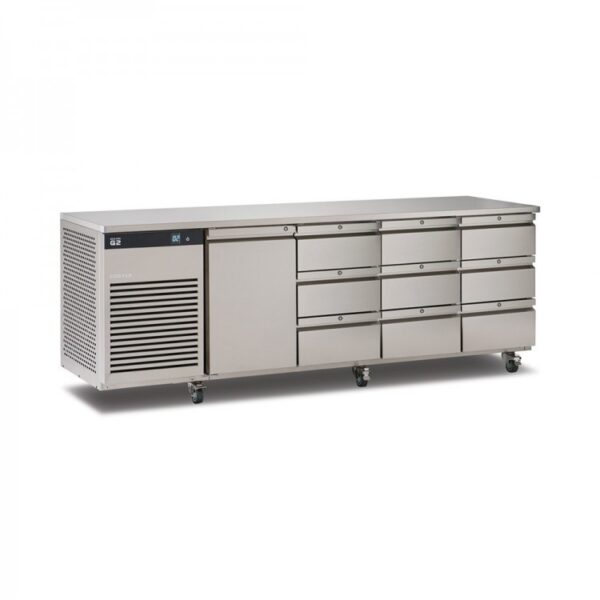 Foster EcoPro G2 EP1/4H 4 Door Counter Fridge-Stainless Steel-1 Door & 9 Drawers-R290