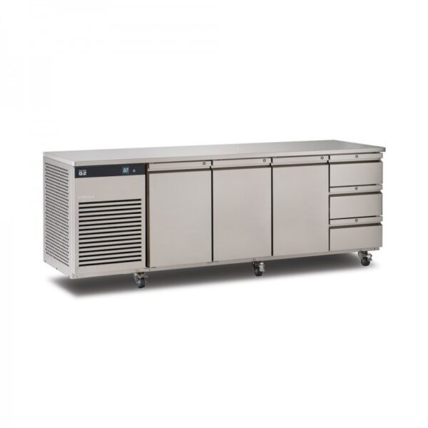 Foster EcoPro G2 EP1/4H 4 Door Counter Fridge-Stainless Steel Ext/Aluminum Int-3 Door & 3 Drawers-R290