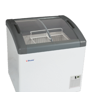 Elcold FOCUS 73 Sliding Curved Glass Lid Chest Freezer White, Grey